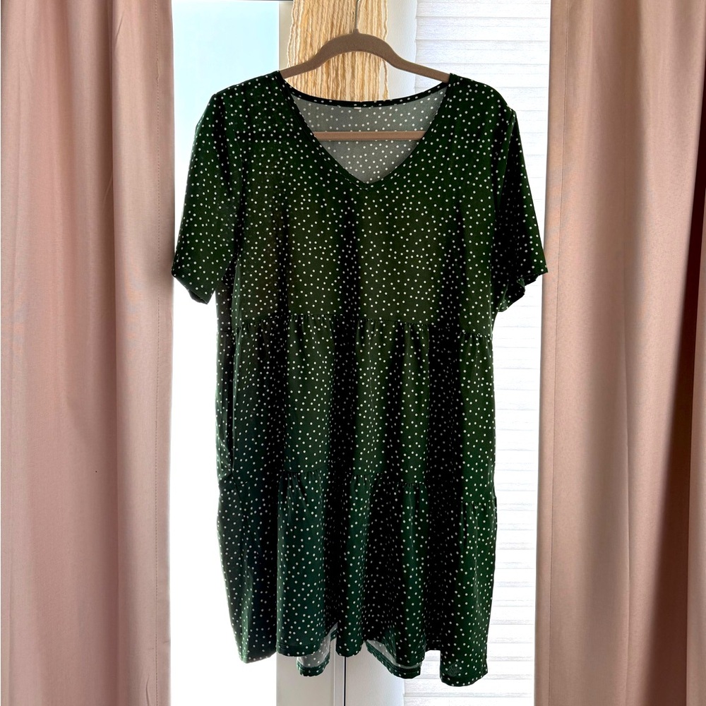 Green & White Polka Dot Women's Dress